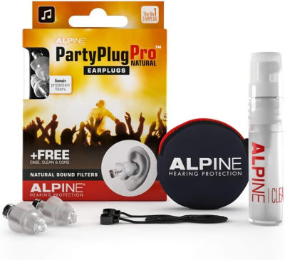 Alpine Hearing Protection Alpine PartyPlug Pro Reusable Ear Plugs - Noise Reduction Filtered Ear Plugs for Party and Clubbing - Contains Premium Linear Filter for Musicians - 1 Pair Reusable Soft Invisible Earplugs Pro-natural