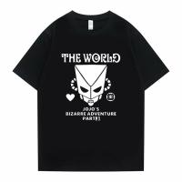 Classic Anime JoJos Bizarre Adventure The World Graphic T-shirts Tops Men Fashion Cotton Tshirt Summer Male Manga T Shirt