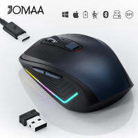 JOMAA เมาส์บลูทูธตามหลักสรีรศาสตร์พร้อมไฟ RGB Backlit ไร้สายคลิกเมาส์เงียบ2.4G 2.4G USB เมาส์ไร้สายแบบชาร์จไฟได้3 DPI ปรับได้เมาส์สำหรับเครื่องพีซี USB ออปติคอลคอมพิวเตอร์แล็ปท็อป