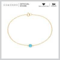 Gemondo สร้อยข้อมือทองคำ 9K ประดับเทอร์ควอยซ์ (Turquoise) ฝัง 4 หนามเตย : ข้อมือทองประดับพลอยแท้ ของขวัญ