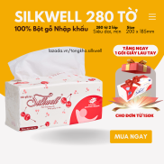 Giấy ăn rút lụa Silkwell 280 tờ 2 lớp Hàng siêu thị chính hãng