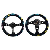 Car Sport Confetti Vertex Steering Wheel Racing Type High Quality Universal 13 Inches 330MM Aluminum Suede Car Styling