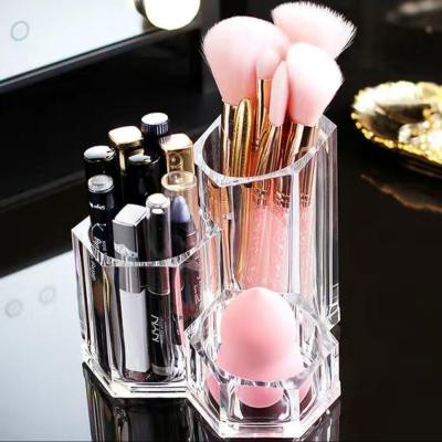 Clear Storage Bin Creative Pen Holder Transparent Brush Holder Personalized Pen Storage Container Clear Acrylic Makeup Organizer