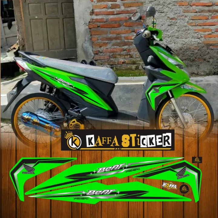 STRIPING STIKER VARIASI MOTOR HONDA BEAT STREET NEW HIJAU LIST HITAM