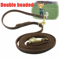 German Shepherd leather rope golden head layer with bovine pila large dog leash outdoor traction belt dog leather rope leathers