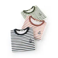 [COD] 2023 summer new childrens striped T-shirt Lycra boys short-sleeved bottoming baby clothes European and