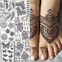 hot！【DT】﹉卐∋  Temporary Tattoos Adult Fake Mandala Sticker Feather Tatoos Leg Feet Foot