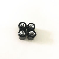 จุกลมยางรถยนต์ พร้อมโลโก้ Nissan 1 ชุด (4 อัน) ดำ- Car Tire Valve Caps