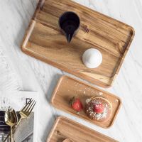 Wooden Tray Solid Wood Rectangular  Breakfast Plate Sushi Snack Bread Dessert Barbecue Cake Easy To Carry Multifunctional Cables