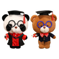 Cute Bear Plush Toy Cute Graduation Eyeglass Bear Doll Wearing Graduation Washable Soft Plush Pillow Adorable Plushie Home Decor Stuffed Pillow Gifts attractive