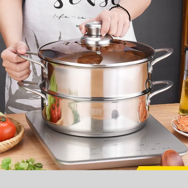 Stainless Steel Steamer Pot For Cooking MultiLayer Bottom Steam Pot