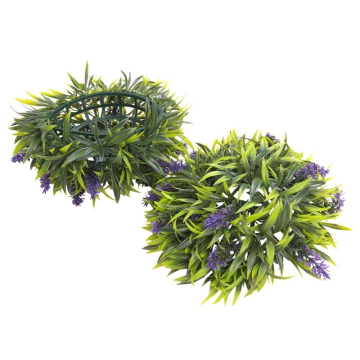 2x-hanging-topiary-ball-lavender-artificial-garden-flower-plant-decor-basket-25cm