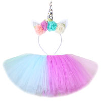 Pas Unicorn Tutu Skirt Outfit for Girls Birthday Party Tutus Kids Costumes Baby Girl Photo Shoot Skirts with Flower Hair Bow