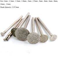 10PCS 1mm 12mm Diamond Burr Grinding Bit 2.35/3mm Shank for Engraving Dremel Grinder