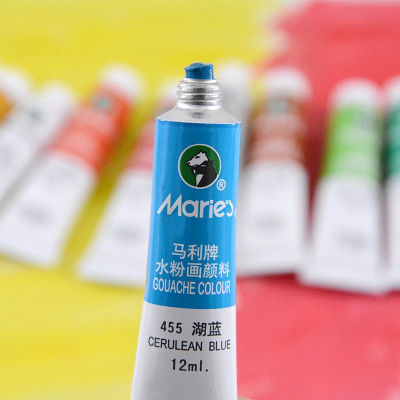 Maries 36*12ml Gouache Paint Set Beginners Portable Paintings Pigments Professional Art Students Drawing Pigment Tube