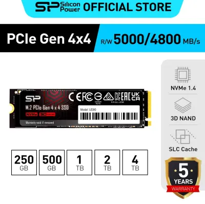 Silicon Power UD90 NVMe PCIe Gen4x4 M.2 2280 SSD, Read 5,000MB/s Write 4,800MB/s สำหรับ Laptop และ PC