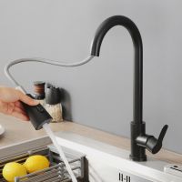 Black Kitchen Faucet Cold Hot Water Mixer Crane Tap Sprayer Stream Rotation Sink Tapware Wash For Kitchen Pull Out