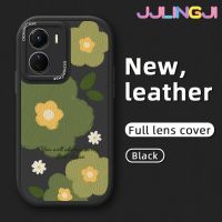 Jlingji เคสสำหรับ VIVO Y16 Y35 5G Y56 5G เคสแฟชั่นลายดอกไม้บางดีไซน์ใหม่นุ่มหนังซิลิกาเคสโทรศัพท์เจลฝาปิดเลนส์เต็มรูปแบบเคสกันกระแทกกล้องกันกระแทก