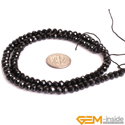 AAA Grade Rondelle Spacer Genuine Black Spinels Precious Stone Beads Natural Stone Beads for Jewelry Making Strand 15