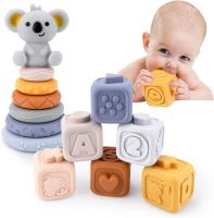 Toddlers Montessori Sensory Toys Infant Baby Stacking And Nesting Soft Building Blocks, Learning Educational Bath Toy For Kids
