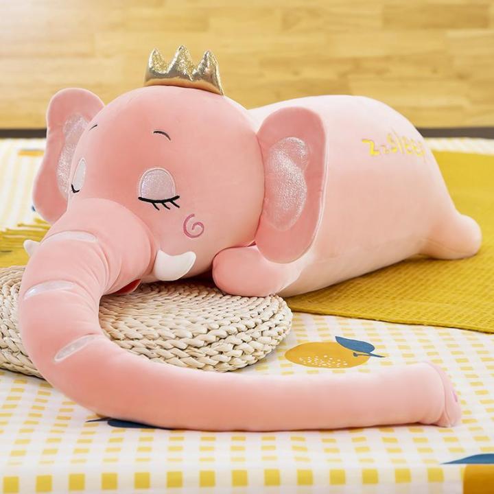 2023-หมอนของเล่นตุ๊กตาช้างสุดน่ารักตุ๊กตาน่ารักนอนกอดช้างเด็กของขวัญสาว