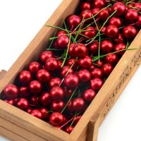 【LZ】☫❁  30pcs Red Pearl Plastic Stamens Bead Artificial Flower small Berries Cherry For Wedding Christmas Decoration Cake Box Wreaths