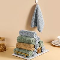 Bamboo Charcoal Fiber Cleaning Cloth Rags Water Absorption Non-Stick Oil Washing Kitchen Towel Household Cleaning Wiping Tools Dish Cloth  Towels