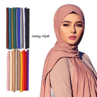 Plain Color Long Shawl Scarves Modal Jersey Hijab Muslim Headscarf Soft Black Womens Turban Tie Headband HeadWrap Lightweight2023