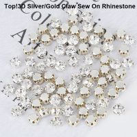 hotx【DT】 Top 4mm-8mm Sliver Claw Sew Rhinestone With Hole Flatback  Sewing Strass Decoration