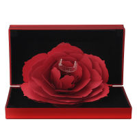 3D Fashion Elegant Rings Joyful Red Box Wedding Engagement Case Rose Flower Gift For Love Jewelry Display Storage Holder