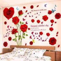 DIY Butterfly Red Rose Flowers Wall Sticker Home Decor Romantic Girls Wedding Room Decoration Removable Vinyl Decals Art Posters