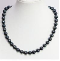 Fashion Black Rainbow Shell Pearl Round Bead 8,10Mm Jewelry Elegant Necklace 18Inch