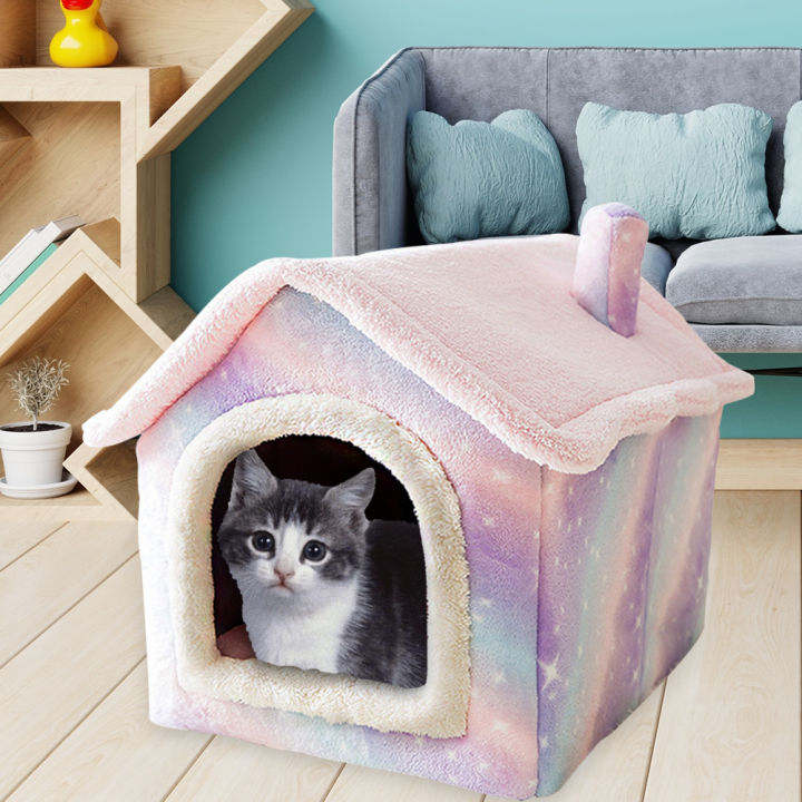 detachable-dog-house-cat-bed-pet-bed-semi-enclosed-dog-house-cat-bed-pet-house-pink-starry-pet-house-plush-sleep-pet-nest-sml