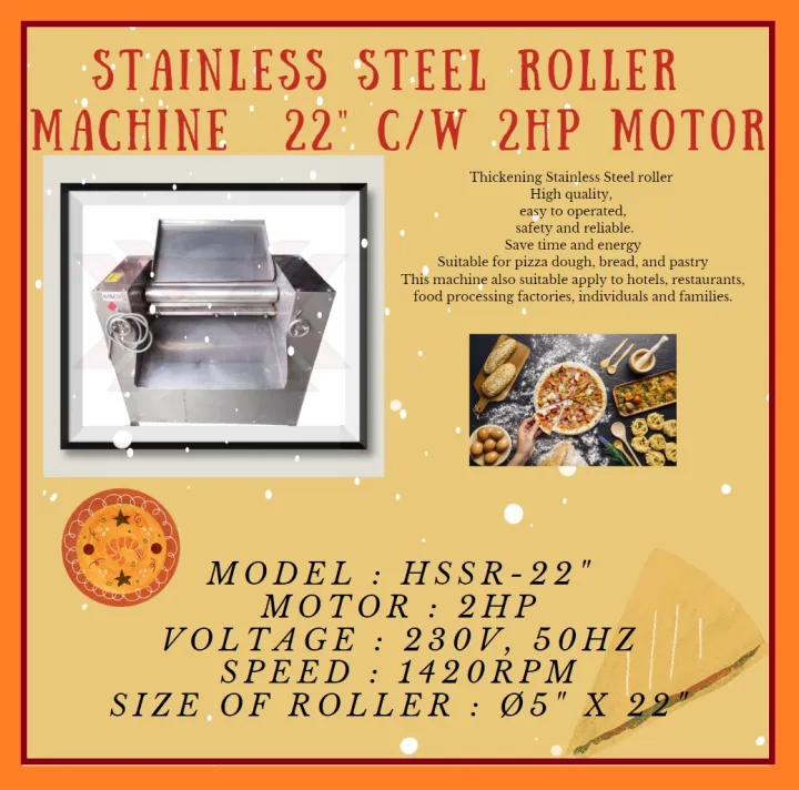 STAINLESS STEEL DOUGH ROLLER MACHINE 22" C/W 2HP MOTOR Lazada