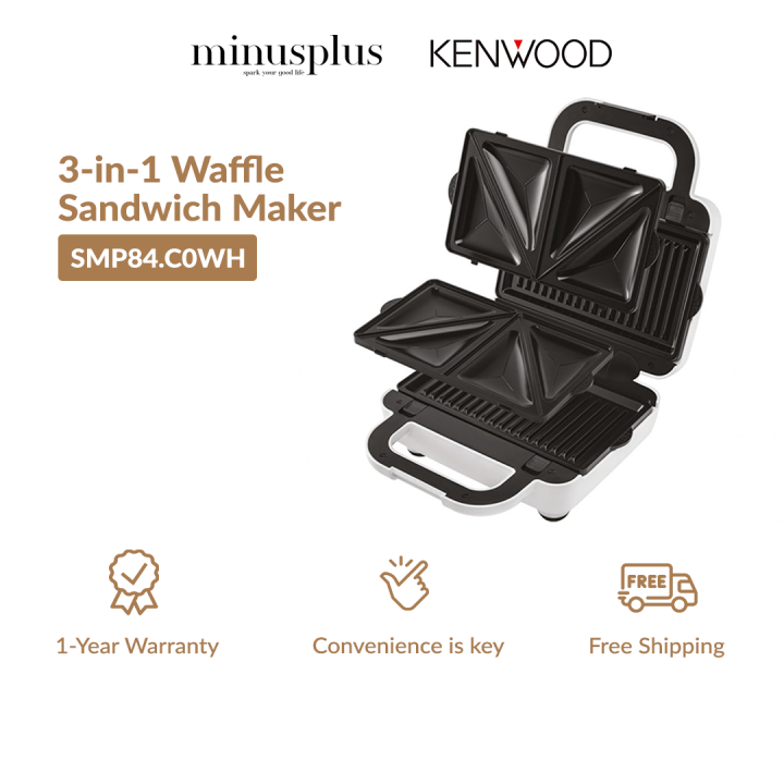 Kenwood Sandwich Maker (700W) 3in1 Waffle Sandwich Maker with 3 Non