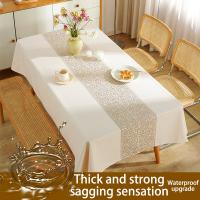 Thickened Cotton Linen Tablecloths, Wrinkle Free Anti-Fading Table Cloth, Waterproof And Oil-proof Rectangle Indoor &amp; Outdoor Dining Table Cover