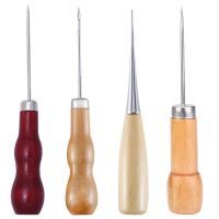 KRABALL 4 PCS Wooden Handle Awls Leather Sewing Awl Stitching Awl for Canvas Shoes Repair Sewing Leather Craft Drillable Tools Furniture Protectors  R