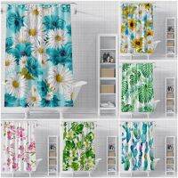 Flower Shower Curtains Leaves Tropical Plant Bathroom Curtain Fabric Waterproof Polyester Bathroom Curtain with Hooks