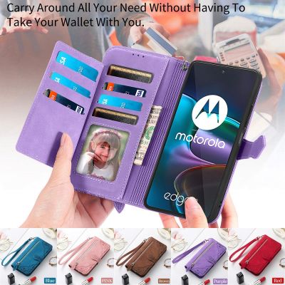 【Yellow peach flavor】โทรศัพท์หนัง Flip สำหรับ Motorola Moto G22 G42 G52 G62 G31 G41 G51 G71 G10 G30 G60ซิปกระเป๋าสตางค์ Multi Card Coque Etui
