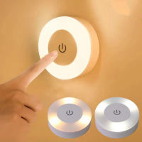 LED Touch Sensor ไฟกลางคืน3โหมดฐานแม่เหล็กโคมไฟติดผนัง USB ชาร์จรอบแบบพกพา Dimming Soft Light Night Lamp