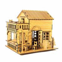 3D Wooden Puzzle Toys Jigsaw Architecture DIY House Villa Kids Boys Girls Educational Music Box House Paper Puzzle for Children