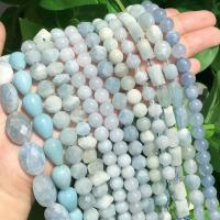 A+ Natural Blue Aquamarines Gems Stone Bead Faceted Smooth Loose Spacer Beads for Jewelry Making DIY Handmade Bracelet Necklace DIY accessories and ot