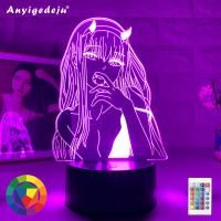 ◕ Anime Zero Two Figure 3d Lamp Nightlight Kids Child Girls Bedroom Decor Light Manga Gift Night Light Lamp Darling In The Franxx