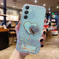 เคสโทรศัพท์ใหม่สำหรับฝาหลัง Samsung Galaxy M14 เคสกลิตเตอร์เนื้อนิ่มโปร่งใสลาย Love กระจกแต่งหน้า Stars Moon สำหรับ Samsung M14เคสโทรศัพท์