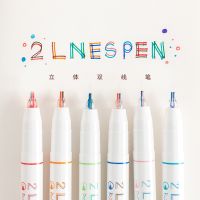 6 Pcs/Box Two-color Line Gel Pens Set Creative Graffiti Pen Art Drawing supplies Kawaii Stationery Student Reading Marker DIY