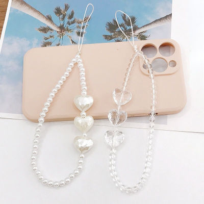 Accessories Key Chains Cellphone Strap Portable Chain Short Pearl Love Fashion Mobile Phone Chain