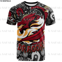 George Rugby (สต็อกเพียงพอ) Aboriginal Indigenous 3D Printed High Quality T-shirt Summer Round Neck Men Female Casual Top-3คุณภาพสูง size:S-5XL