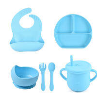 Dinnerware Set Plates and Bowl Baby Silicone Tableware Cup PlateTray Bibs Children Non-slip Free Silicone Plate for Baby Dishes