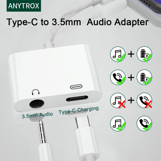 Anytrox usb-c to 3.5mm headphone jack adapter splitter - ảnh sản phẩm 1