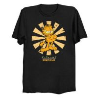 HOT ITEM!!Family Tee Couple Tee Garfield Cat Retro Japanese Vintage Nostalgic Comic Cartoon Classic Black 100% Cotton MenS T-Shirts